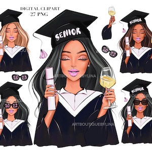 Fashion Graduate Clipart: Graduation Day Illustration (27 PNG) (Commercial Use)
