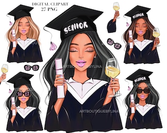 Fashion Graduate Clipart: Graduation Day Illustration (27 PNG) (Commercial Use)