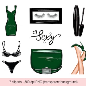 Planner Girl Fashion Clipart: Hand-Drawn PNG Graphics (Digital Download)