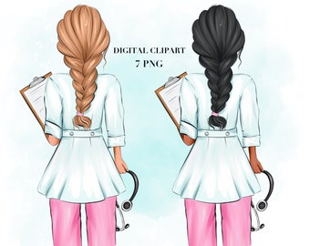 Doctor clipart, Doctor illustration clipart, Nurse clip art, Medical Worker, Sublimation design, Commercial use