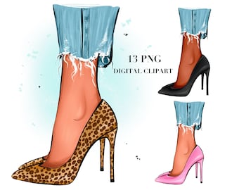 High Heels Clipart: Fashion Shoes Graphics (Digital Download)