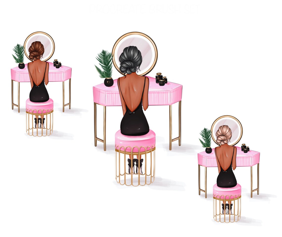 Make up Clipart Glam Fashion Girl Clipart Vanity Clipart Etsy