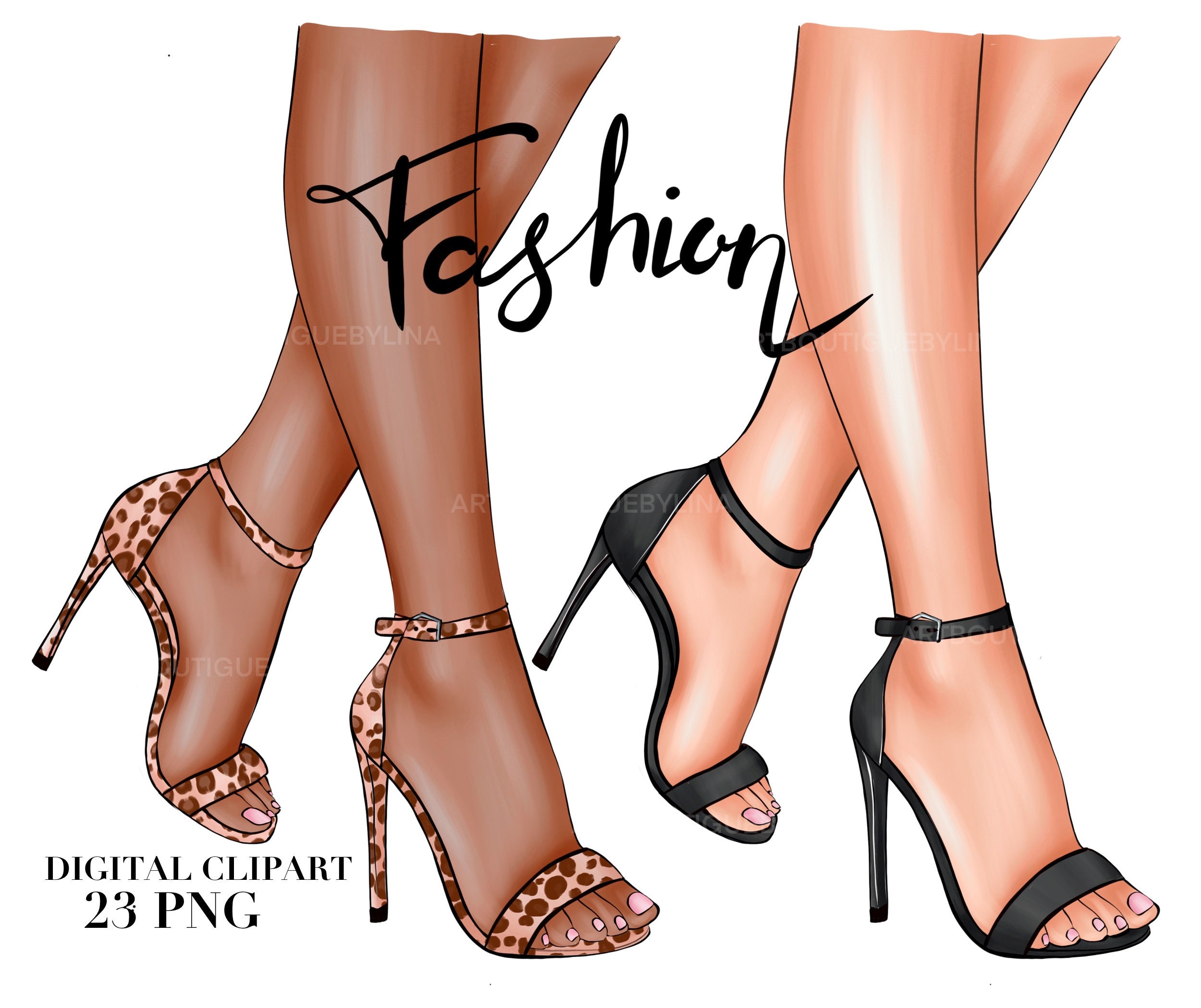 Clipart Fashionable Shoes Clipart on High Heels Beauty - Etsy