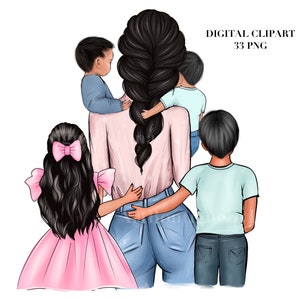 Imágenes prediseñadas de madre hija y tres hijos, imágenes prediseñadas de mamá 4 niños, imágenes prediseñadas de mamá, imágenes prediseñadas de mamá, imágenes prediseñadas del Día de la Madre