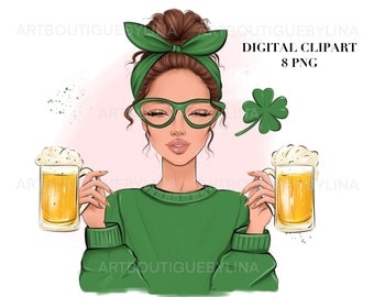 Saint Patrick's Day clipart, St. Patricks Day Clipart, Saint Patricks Party, Shamrock clipart, Irish Lucky Clover, Digital download