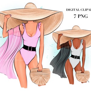 Beach Girls Clipart: Summer Afro Girls PNG, Sublimation Design (Digital Download)