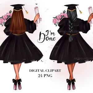 Graduierung Mädchen Clipart, Graduierung Clipart, Graduierungen Freunde, Graduierten 2025, Diplom Clipart, kommerzielle Nutzung