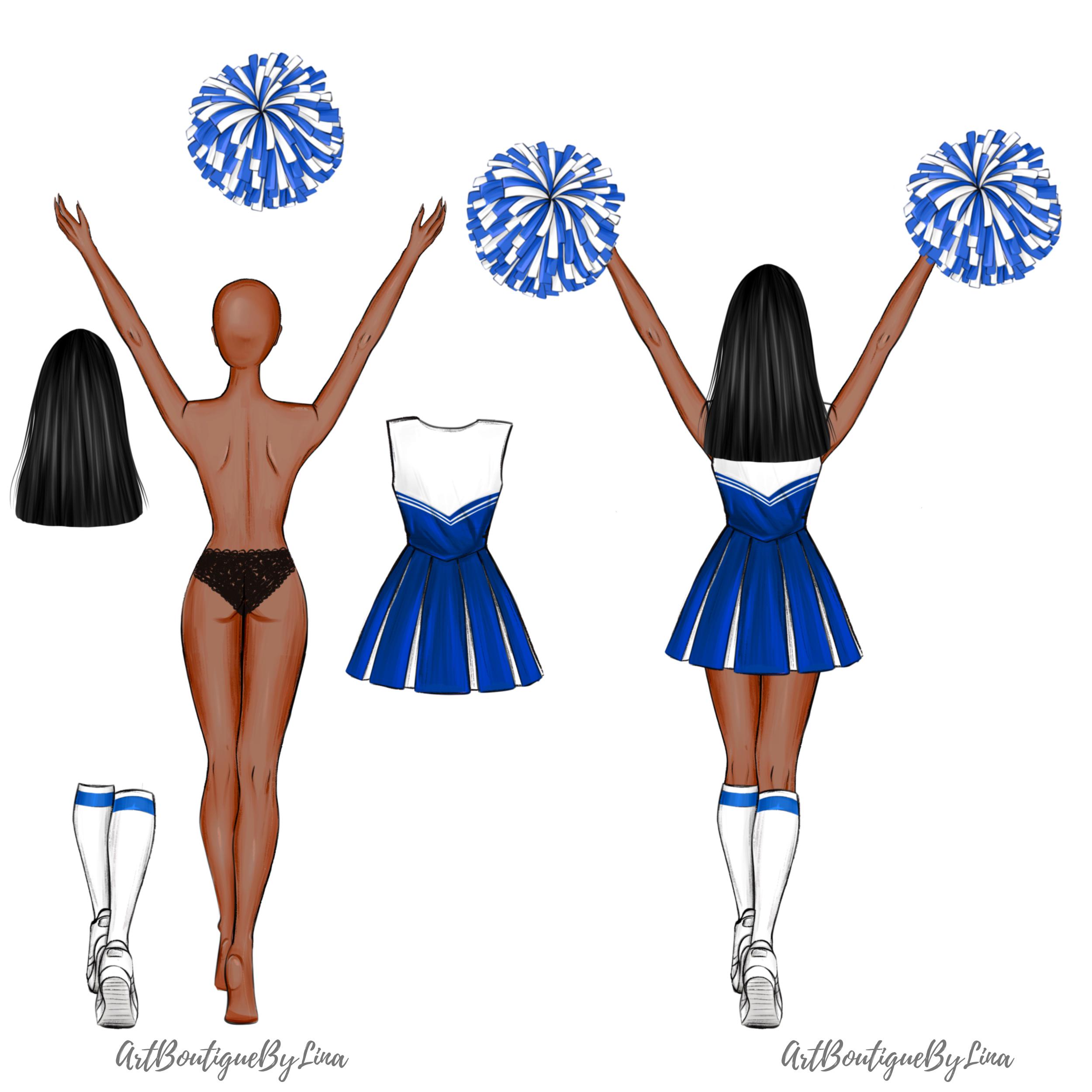 Back View Cheerleader Clipart Bundle Custom Team Builder Mix and Match ...