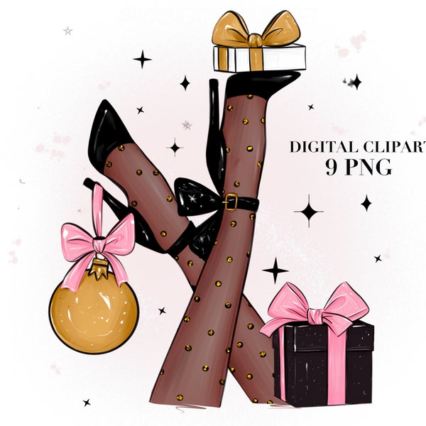 Christmas Clipart Fashion Girl Clipart, Xmas Clipart Merry Christmas,  Fashion girl celebration illustrations, Xmas  party clipart