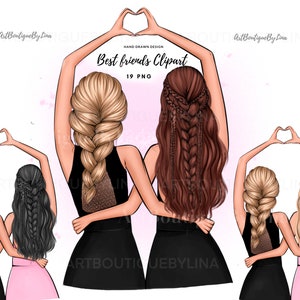 Beste Freunde Clipart | Soul Sisters Clipart | BFF Kunst für Scrapbooking, Kartengestaltung, DIY-Projekte und Tortendekorateure | Digitale PNG-Dateien