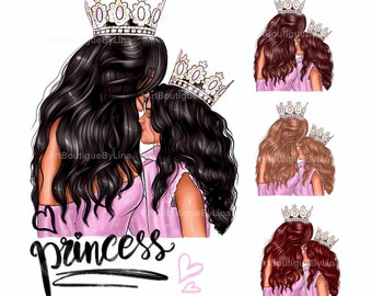 Mother daughter clipart, mom girl clipart, mom clipart, mommy clipart, Mother’s Day clipart, Princess clinart, Fashion princess