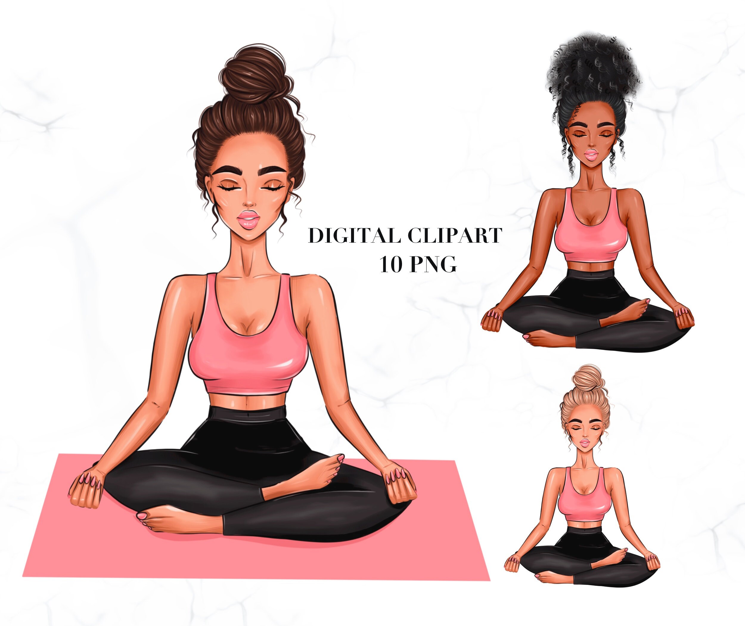 Yoga Girl Clipart Yoga Woman Clipart Yoga Pose Clipart Girl Etsy