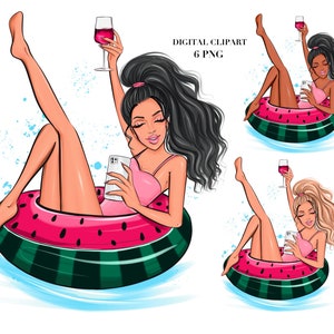 Zomermeisjes clipart, strandmeisjes clipart, zomer clipart, strandtijd clipart, alcohol clipart, zomermeisjes png, sublimatie ontwerp