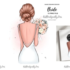 Clipart jour de mariage, clipart mariée, shower de bébé, bouquet de mariée personnalisé, mode fille PNG, clipart bricolage, sublimation png