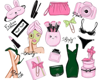 Planner Girl Fashion Clip Art  Girl Clip Art  Clipart PNG Beauty  Hand Drawn Planner Sticker Graphics