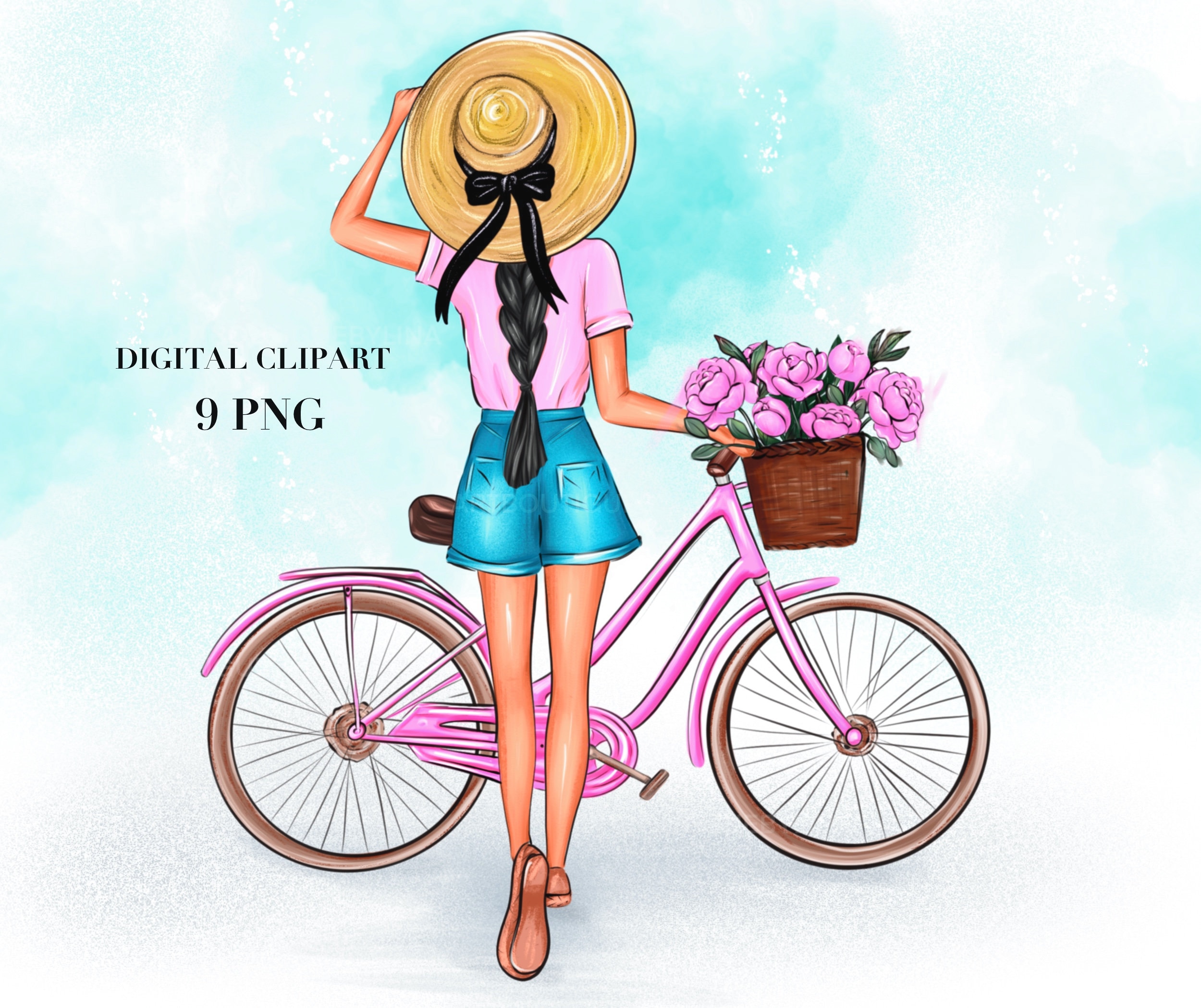 Girl On Bike Clipart