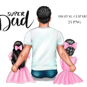 Clipart per la festa del papà, Clipart di padre e due figlie, Clipart di papà e due ragazze, Clipart di padre, Clipart di papà