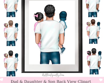 Clipart del Día del Padre: Papá, Hijo, Hija, Gráficos DIY (16 PNG) (Descarga digital)