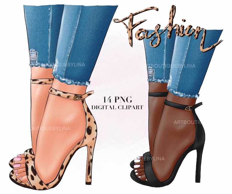 Clipart Fashionable Shoes Clipart on High Heels Beauty - Etsy