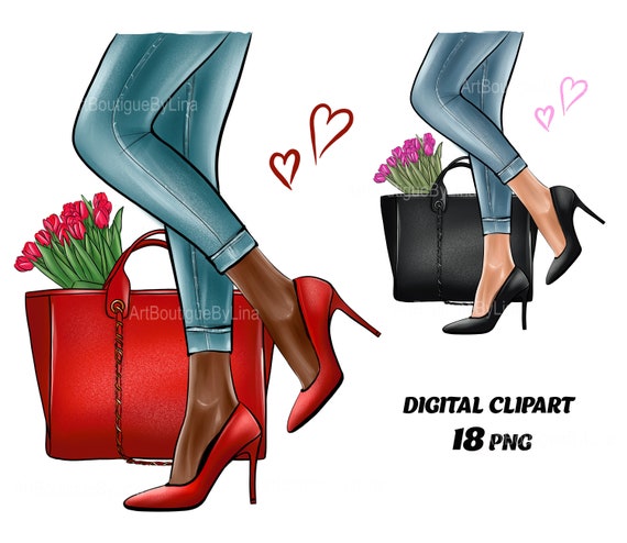 Clipart Fashionable Shoes Clipart on High Heels Women's - Etsy