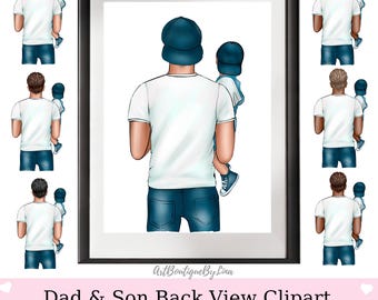 Clipart de padre e hijo / Gráficos del Día del Padre / 16 archivos dibujados a mano
