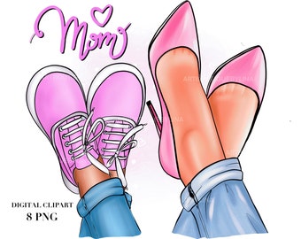 Mamma figlia clipart, Mamma ragazza clipart, Mamma clipart, Mamma clipart, clipart Tacchi Gambe Lunghe, Clipart Festa della Mamma, Clipart Glamour