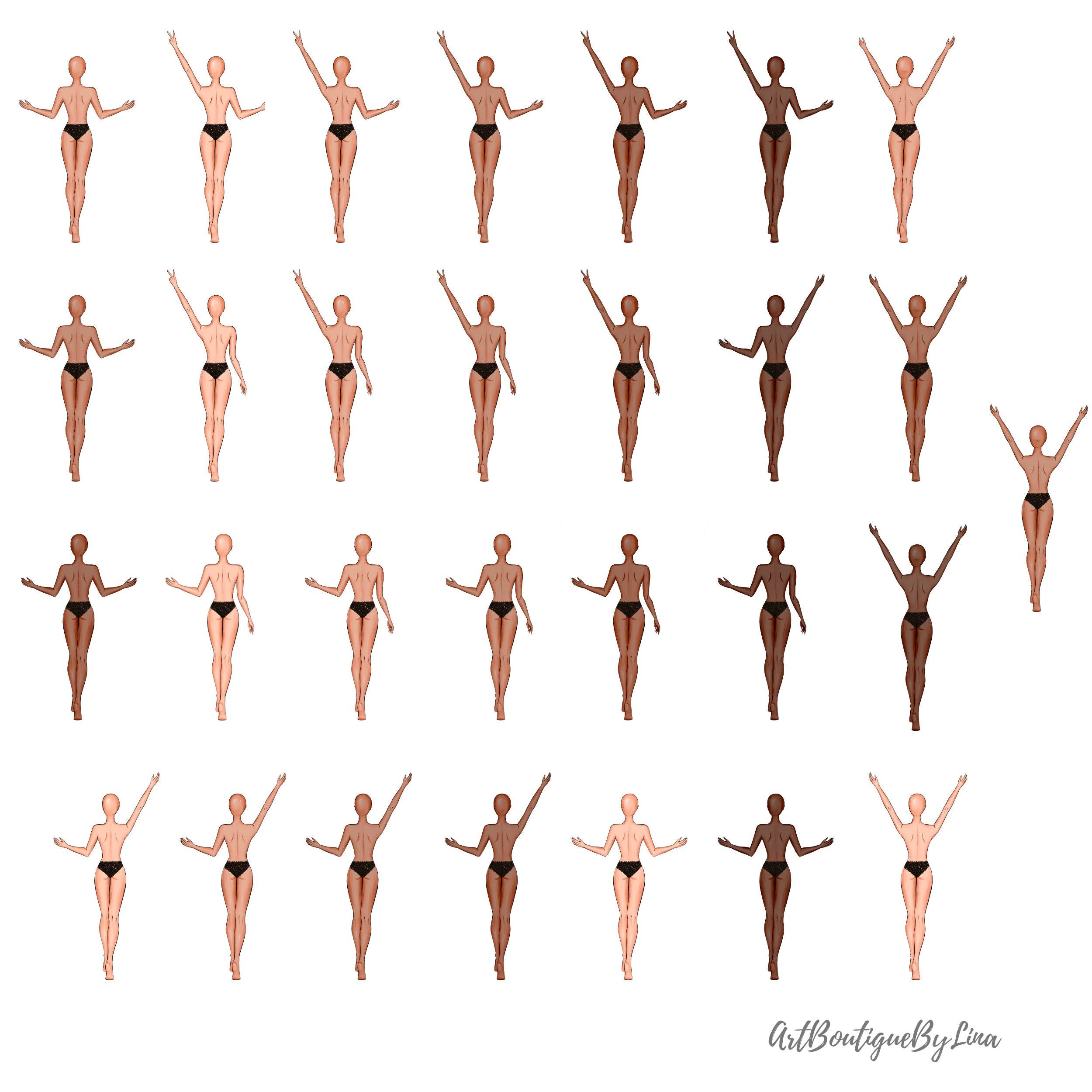 Back View Cheerleader Clipart Bundle Custom Team Builder Mix and Match ...
