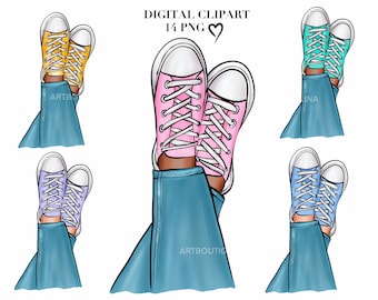Chuck Shoes Clipart: Planner Stickers, DIY Graphics (14 PNG)  (Digital Download)