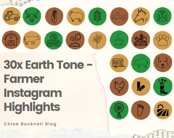 Earth Tone Farm Country outline icons for Instagram highlight covers