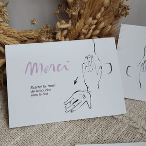Carte Merci | LSF | cadeau | Maîtresses | Nounous | ATSEM | Anniversaire | Noël | bébé signe