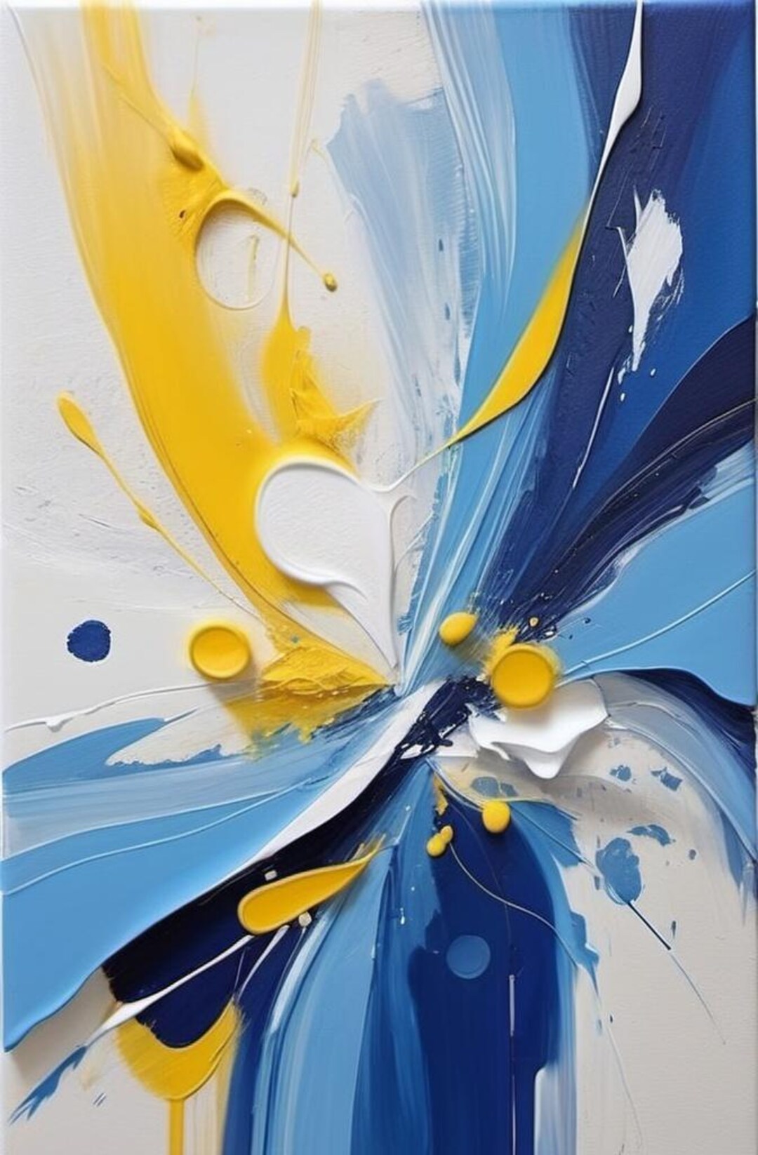 4 Blue and Yellow Abstract Paintings Digital Art (2:3) - Etsy