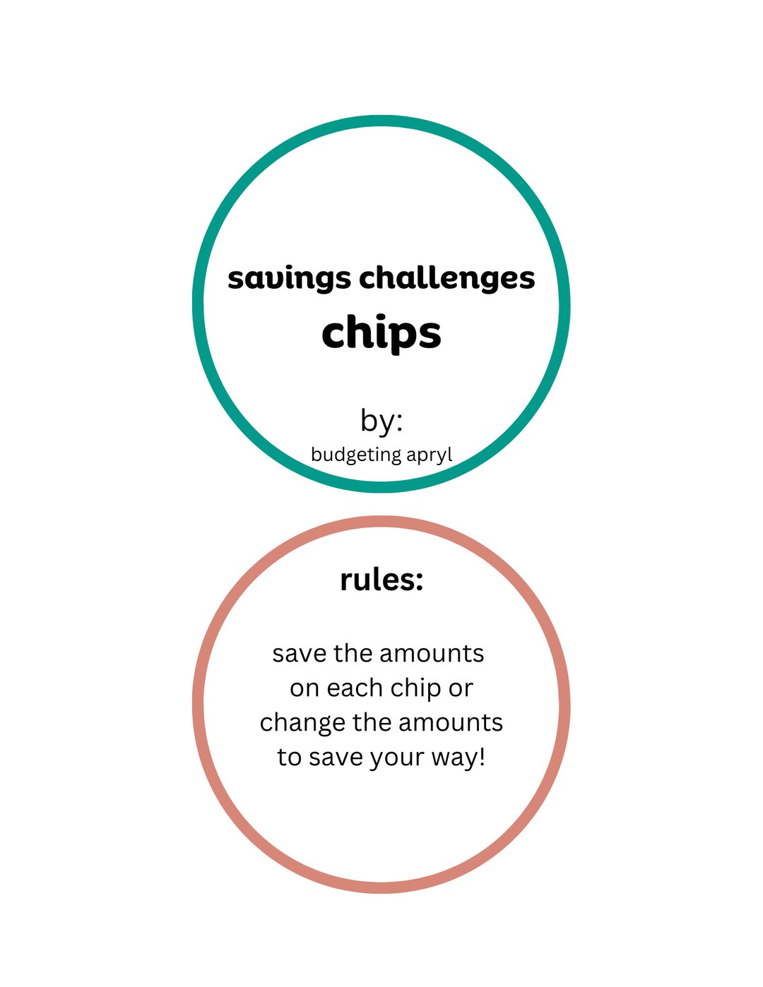 Savings Challenges Chip System Etsy