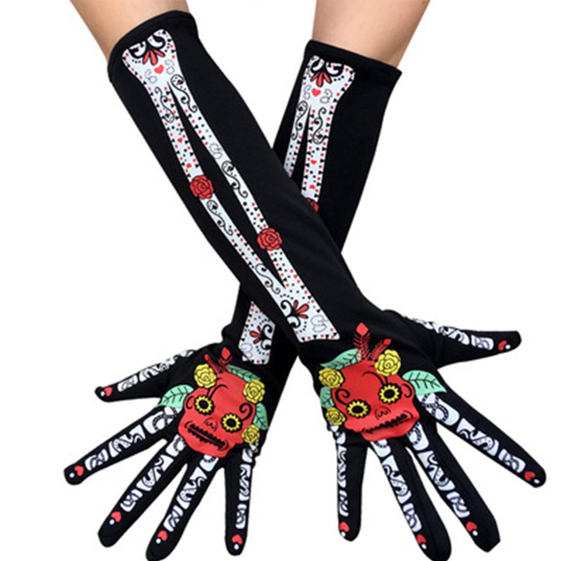 Halloween Skull GlovesMediumlength Ghost GlovesGrimace Etsy