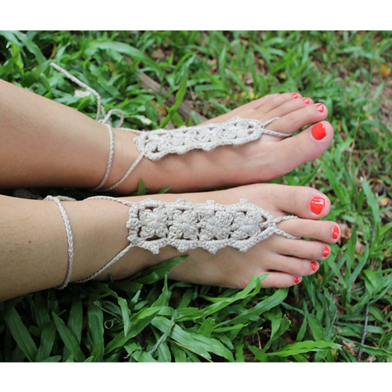 Barefoot Sandals Wedding Shoes Wedding Anklets Lace Barefoot Sandals Hand-woven Barefoot Sandals Beach Weddings Pool Parties