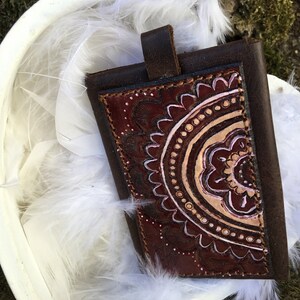 Monedero bolsa de moneda llavero tarjetas de visita bolsa hecho a mano punziert mandala