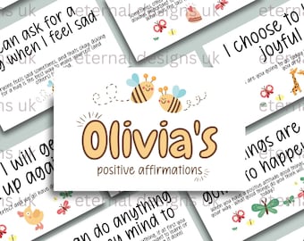 Custom Children's Affirmation Cards, Happy Cards, Positive Daily Cards, Children Mental Health, Positive Affirmations, Positive Mindset Card