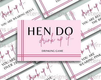 Hen Party Card Game, Drinking Game, Hen Do, Party Games, Party Cards, Bride To Be, Drink If Game, - 3" x 2" in size!