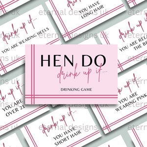Hen Party Card Game, Drinking Game, Hen Do, Party Games, Party Cards, Bride To Be, Drink If Game, - 3" x 2" in size!