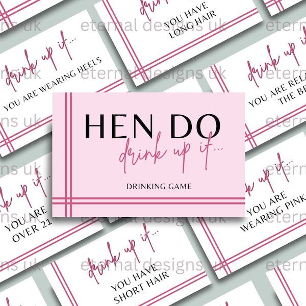 Hen Party Card Game, Drinking Game, Hen Do, Party Games, Party Cards, Bride To Be, Drink If Game, - 3" x 2" in size!