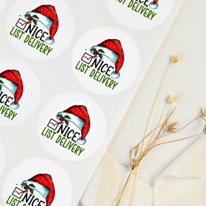 Nice List Delivery Stickers – Round Christmas Fragile Labels for Small Business Holiday Packaging