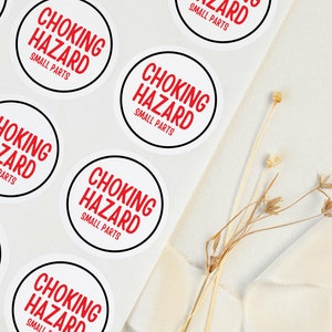 Waarschuwingsstickers voor verstikkingsgevaar – ronde veiligheidslabels voor speelgoed, accessoires en verpakkingen voor kleine bedrijven