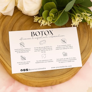 Botox Aftercare Card – A6 Printed Safety & Warning Instructions – Pack of 20 - Single or Double sided