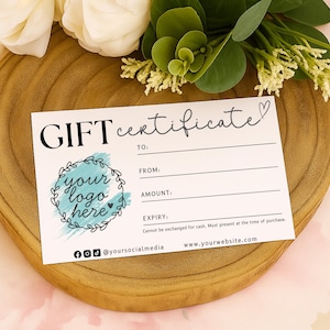 Gift voucher / certificate fully custom & can be personalised with logo, social media etc, printed (20 pack)