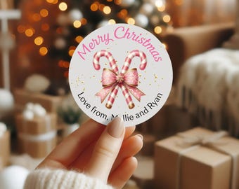 Personalised Christmas Stickers – Custom Name Gift Labels – Festive Envelope Seals