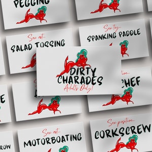 DIRTY Charades, juego de cartas, juego de beber, juegos de fiesta para adultos, tarjetas de San Valentín, juego de San Valentín, juego de parejas, tarjetas de papel para aniversario, tarjetas de 3 x 2"