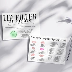 Lot de 20 cartes de soins pour les lèvres double face A6 – Calendrier de guérison et informations d'entretien pour les salons de coiffure et les cliniques d'esthétique