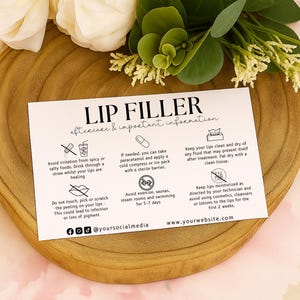 Lip Filler Aftercare Card – A6 Printed Safety & Warning Instructions – Pack of 20 - Single or Double sided