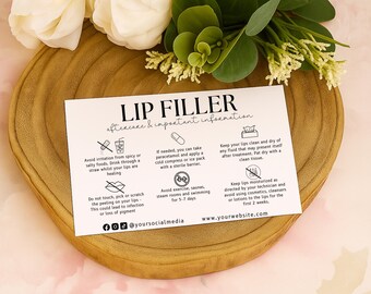 Lip Filler Aftercare Card – A6 Printed Safety & Warning Instructions – Pack of 20 - Single or Double sided