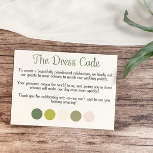 Código de vestimenta / nota para bodas, fiestas de compromiso o aniversario y eventos - paquete de 30 - 3x2"