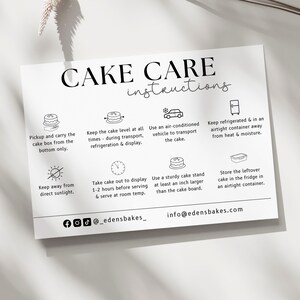 Cake Care Card – A6 Printed Safety & Warning Instructions – Pack of 20 - Single or Double sided image 6